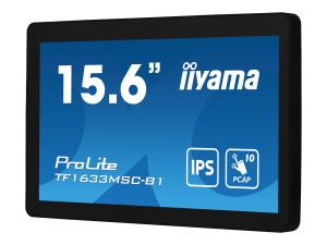 iiyama ProLite TF1633MSC-B1 - Écran LED - 15.6" - cadre ouvert - écran tactile - 1920 x 1080 Full HD (1080p) @ 60 Hz - IPS - 450 cd/m² - 1000:1 - 5 ms - HDMI, DisplayPort - haut-parleurs - noir, finition matte - TF1633MSC-B1 - Écrans d'ordinateur