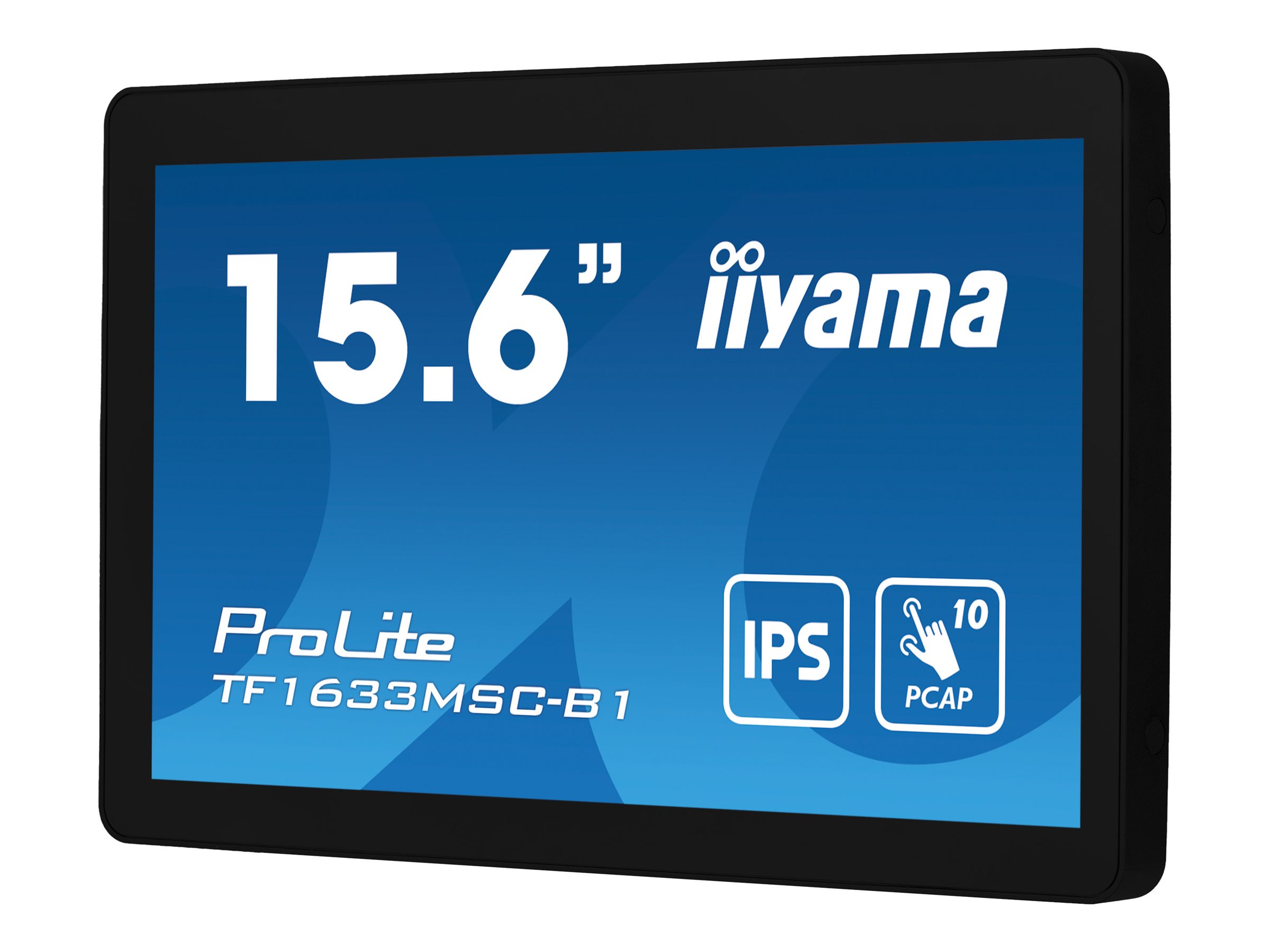 iiyama ProLite TF1633MSC-B1 - Écran LED - 15.6" - cadre ouvert - écran tactile - 1920 x 1080 Full HD (1080p) @ 60 Hz - IPS - 450 cd/m² - 1000:1 - 5 ms - HDMI, DisplayPort - haut-parleurs - noir, finition matte - TF1633MSC-B1 - Écrans d'ordinateur