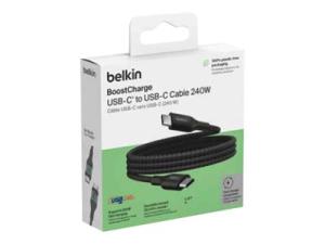 Belkin BOOST CHARGE - Câble USB - 24 pin USB-C (M) pour 24 pin USB-C (M) - USB 2.0 - 2 m - jusqu'à 240 W de puissance - noir - CAB015bt2MBK - Câbles USB