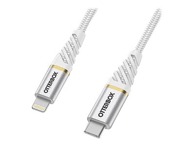 OtterBox Premium - Câble Lightning - Lightning mâle pour 24 pin USB-C mâle - 1 m - ciel nuageux blanc - USB Power Delivery (60W) - 78-52651 - Câbles spéciaux
