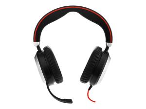 Jabra Evolve 80 MS stereo - Micro-casque - circum-aural - filaire - Suppresseur de bruit actif - jack 3,5mm - Certifié pour Skype for Business - 7899-823-109 - Écouteurs