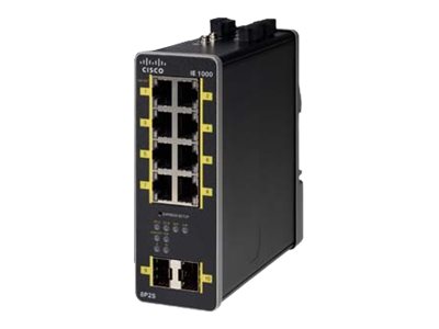 Cisco Industrial Ethernet 1000 Series - Commutateur - Géré - 8 x 10/100/1000 (PoE+) + 2 x 1000 Base-X SFP (liaison montante) - Montage sur rail DIN - PoE+ - Tension CC - IE-1000-8P2S-LM - Concentrateurs et commutateurs gigabit