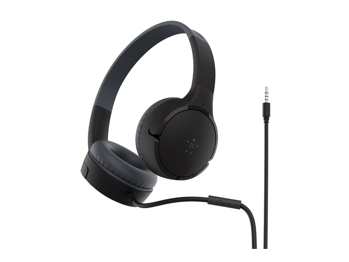 Belkin SoundForm Mini - Écouteurs avec micro - sur-oreille - filaire - jack 3,5mm - noir - AUD004BTBK - Écouteurs