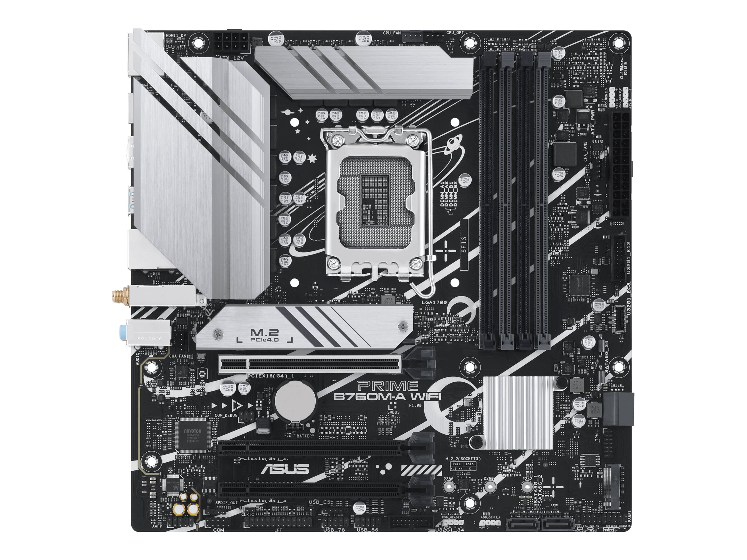 ASUS PRIME B760M-A WIFI - Carte-mère - micro ATX - Socket LGA1700 - B760 Chipset - USB 3.2 Gen 1, USB 3.2 Gen 2, USB-C 3.2 Gen 1 - 2.5 Gigabit LAN, Wi-Fi 6, Bluetooth - carte graphique embarquée (unité centrale requise) - audio HD (8 canaux) - 90MB1EL0-M1EAY0 - Cartes mères (pour processeurs Intel)