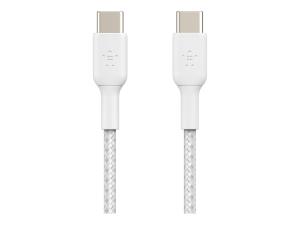 Belkin BOOST CHARGE - Câble USB - 24 pin USB-C (M) pour 24 pin USB-C (M) - USB 2.0 - 3 A - 1 m - USB Power Delivery (60W) - blanc (pack de 2) - CAB004BT1MWH2PK - Câbles USB