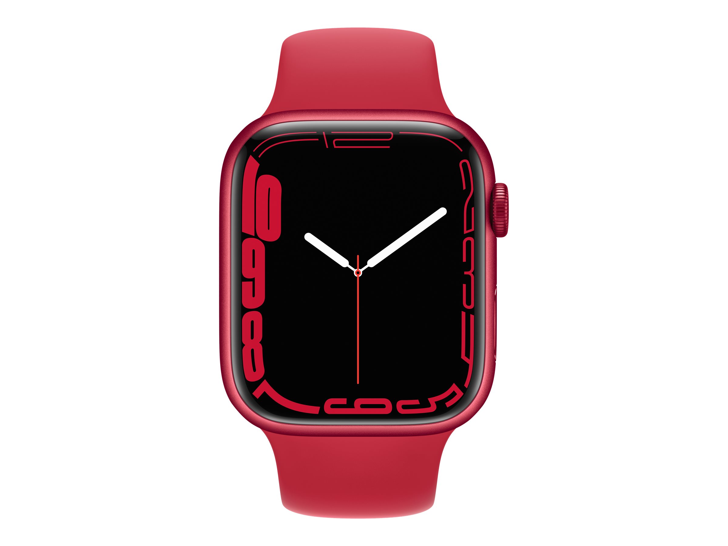 Apple Watch Series 7 (GPS + Cellular) - (PRODUCT) RED - 45 mm - aluminium rouge - montre intelligente avec bande sport - fluoroélastomère - rouge - taille du bracelet : Normal - 32 Go - Wi-Fi, Bluetooth - 4G - 38.8 g - MKJU3NF/A - Montres intelligentes