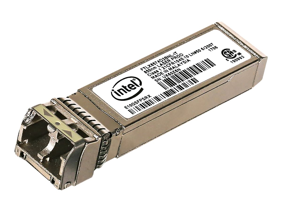 Intel Ethernet SFP+ SR Optics - Module transmetteur SFP+ - 10GbE - 1000Base-SX, 10GBase-SR - LC - 850 nm - pour P/N: X520DA1OCPG2P5, X520DA2OCPG2P5, X710DA2OCP1 - E10GSFPSRX - Transmetteurs optiques