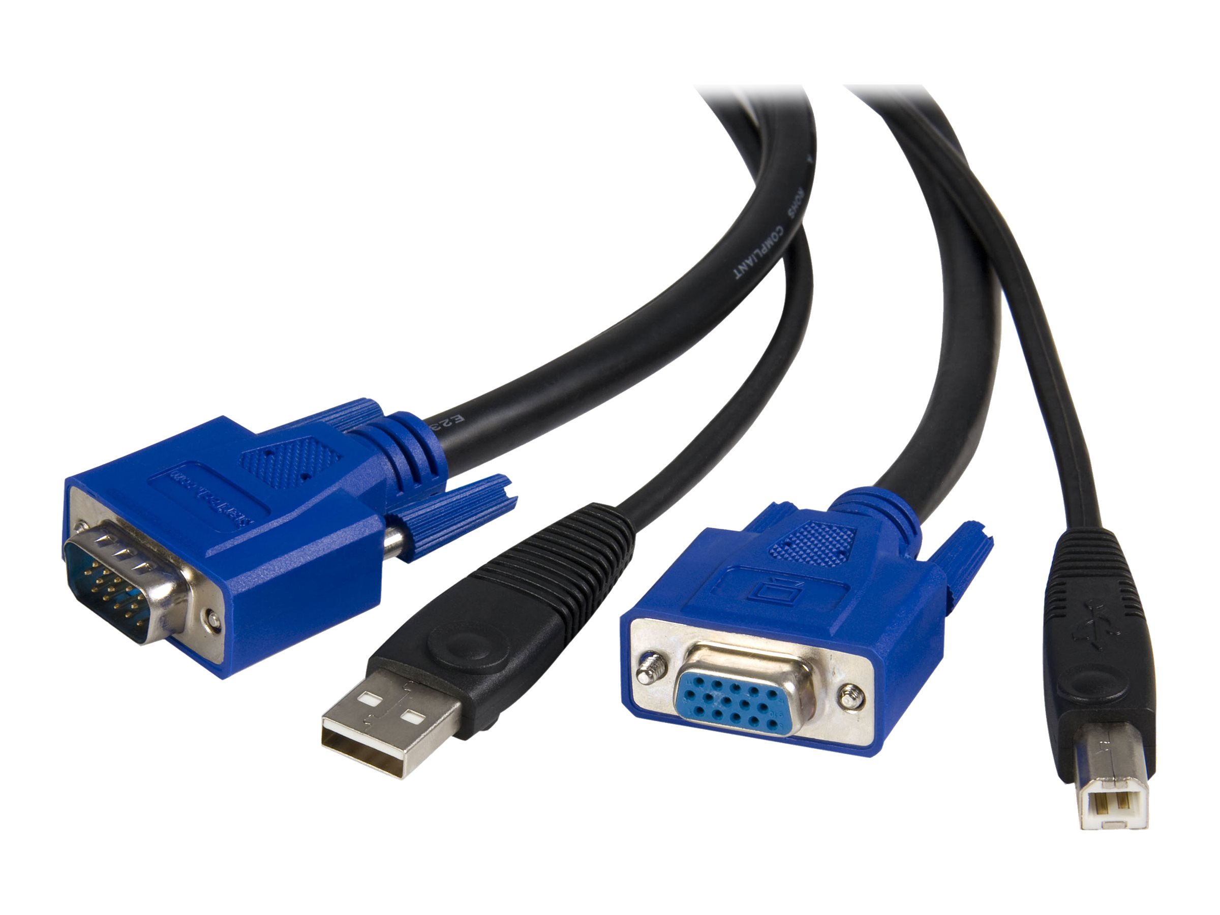 StarTech.com Câble pour switch KVM USB VGA de 3 m - Cordon pour commutateur KVM universel 2-en-1 de 3 mètres - HD-15 vers USB (SVUSB2N1_1) - Câble vidéo / USB - HD-15 (VGA), USB type B (M) pour USB, HD-15 (VGA) - 3 m - pour P/N: RKCOND17HD, SV231USBGB, SV231USBLC, SV431USB, SV431USBAE, SV431USBAEGB, SV431USBDDM - SVUSB2N1_10 - Câbles KVM