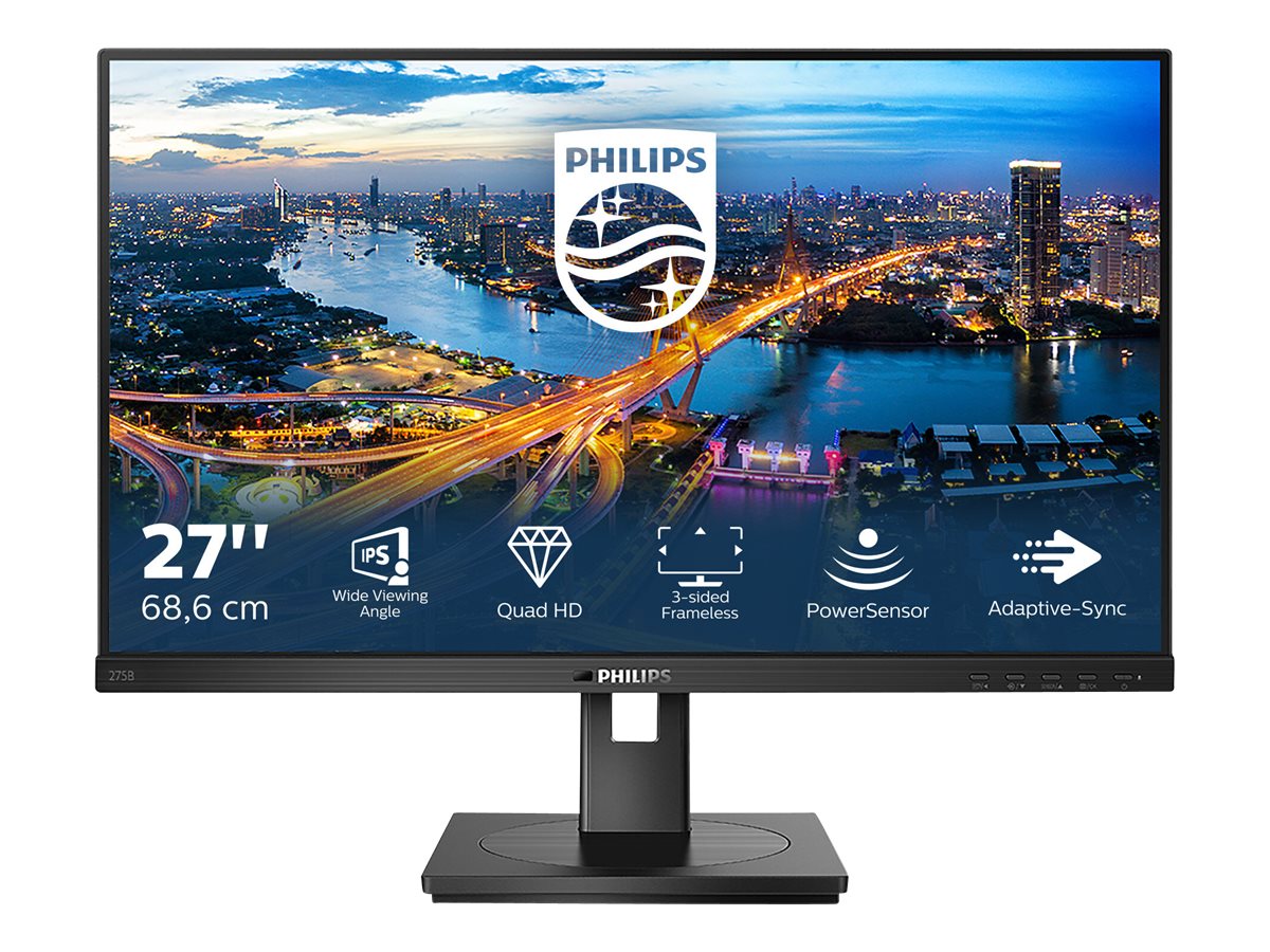 Philips B Line 275B1 - Écran LED - 27" (27" visualisable) - 2560 x 1440 QHD @ 75 Hz - IPS - 300 cd/m² - 1000:1 - 4 ms - HDMI, DVI-D, DisplayPort - haut-parleurs - texture noire - 275B1/00 - Écrans d'ordinateur