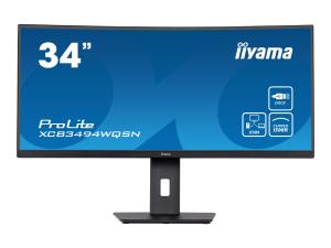 iiyama ProLite XCB3494WQSN-B5 - Écran LED - incurvé - 34" - 3440 x 1440 UWQHD @ 120 Hz - VA - 300 cd/m² - 3000:1 - 0.4 ms - HDMI, DisplayPort, USB-C - haut-parleurs - noir mat - XCB3494WQSN-B5 - Écrans d'ordinateur