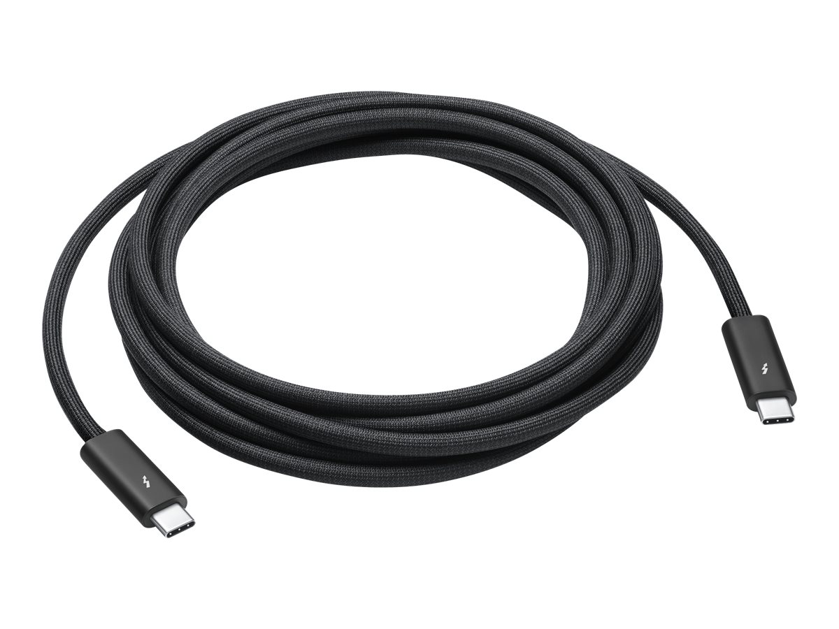 Apple Thunderbolt 4 Pro - Câble Thunderbolt - 24 pin USB-C (M) pour 24 pin USB-C (M) - USB 3.2 / USB4 / Thunderbolt 3 / Thunderbolt 4 / DisplayPort - 3 m - actif, support de guirlande Pâquerettes - noir - MW5H3ZM/A - Câbles spéciaux