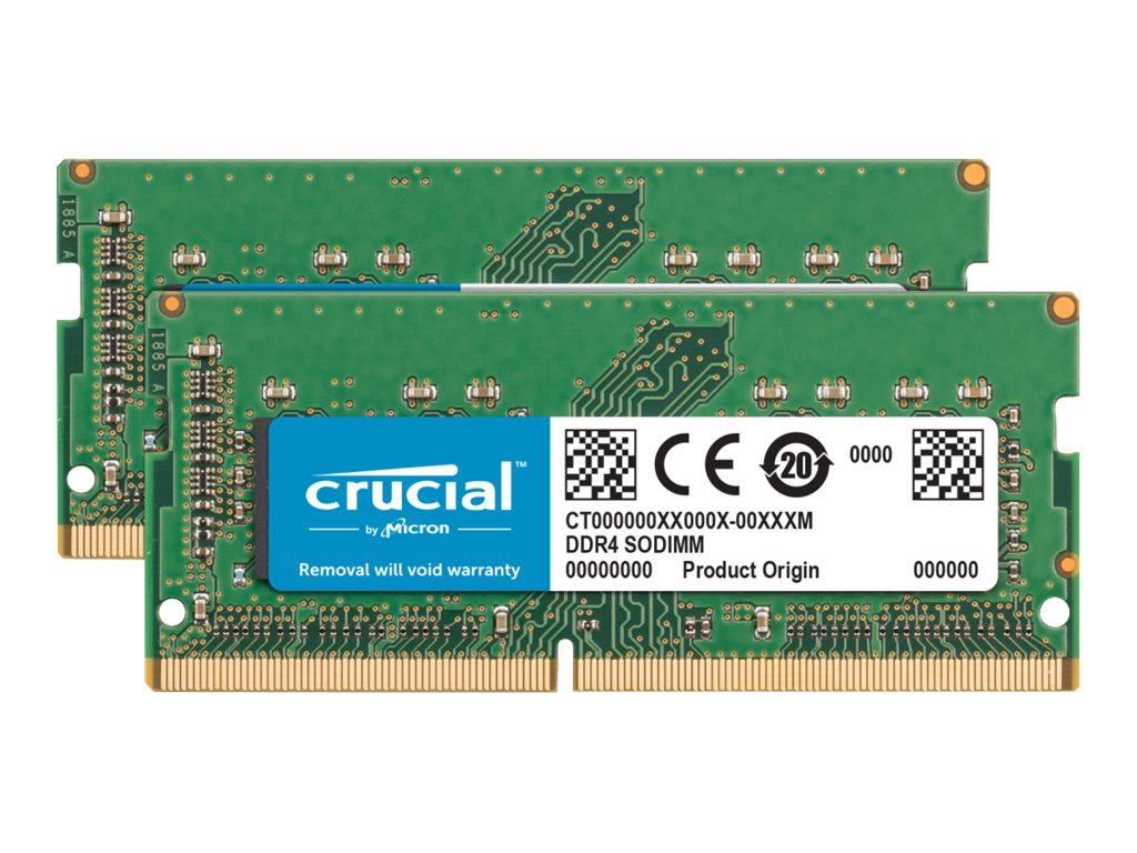Crucial - DDR4 - kit - 64 Go: 2 x 32 Go - SO DIMM 260 broches - 2666 MHz / PC4-21300 - CL19 - 1.2 V - mémoire sans tampon - non ECC - pour Apple iMac (Début 2019); Mac mini (Fin 2018) - CT2K32G4S266M - Mémoire pour ordinateur portable