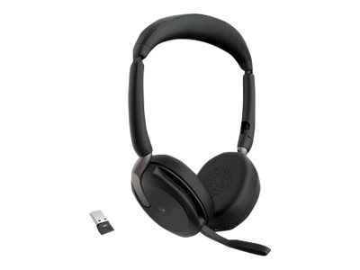 Jabra Evolve2 65 Flex MS Stereo - Micro-casque - sur-oreille - Bluetooth - sans fil - Suppresseur de bruit actif - USB-A - noir - Certifié pour Microsoft Teams - 26699-999-999 - Écouteurs
