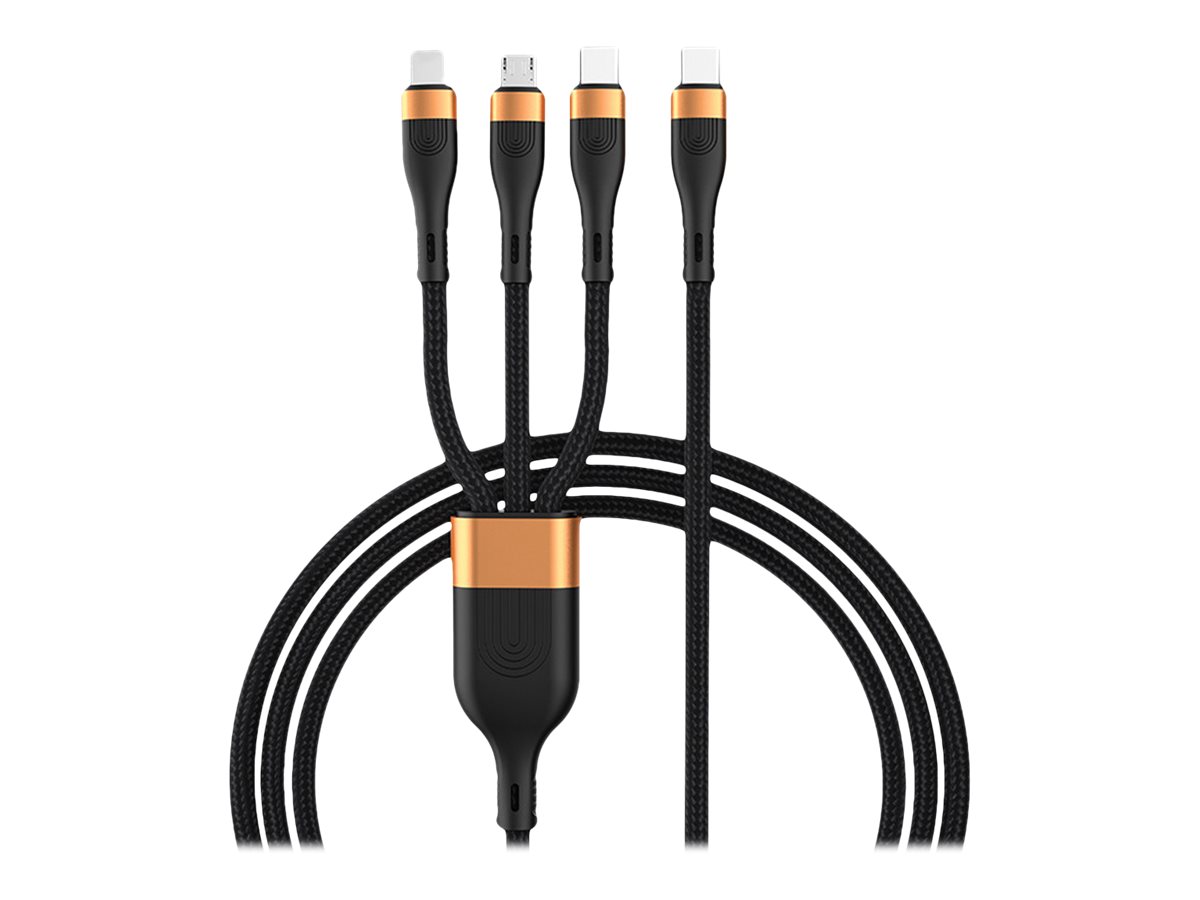 DLH - Câble USB - 24 pin USB-C (M) pour Micro-USB de type B, Lightning, 24 pin USB-C (M) - 2 A - 1.5 m - Alimentation USB (100 W) - noir - DY-TU5008 - Câbles USB