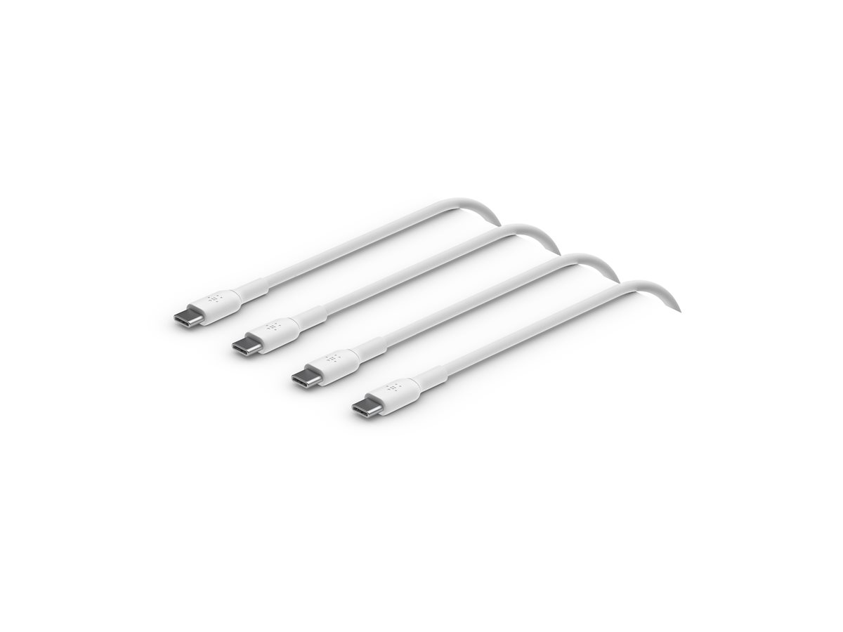 Belkin BOOST CHARGE - Câble USB - 24 pin USB-C (M) pour 24 pin USB-C (M) - USB 2.0 - 3 A - 1 m - blanc (pack de 2) - CAB003BT1MWH2PK - Câbles USB