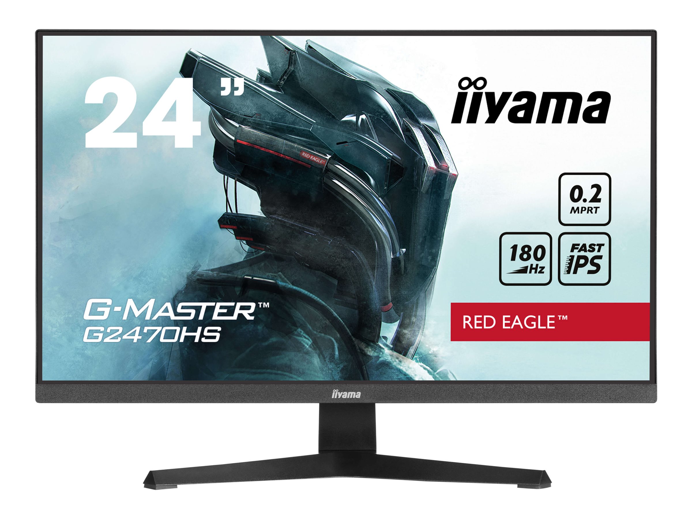 iiyama G-MASTER Red Eagle G2470HS-B1 - Écran LED - jeux - 24" (23.8" visualisable) - 1920 x 1080 Full HD (1080p) @ 180 Hz - Fast IPS - 300 cd/m² - 1000:1 - 0.2 ms - HDMI, DisplayPort - haut-parleurs - noir, mat - G2470HS-B1 - Écrans d'ordinateur