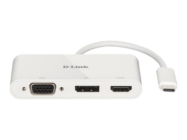 D-Link DUB-V310 - Adaptateur vidéo - 24 pin USB-C mâle pour HD-15 (VGA), HDMI, DisplayPort femelle - 11 cm - support 4K - DUB-V310 - Câbles HDMI