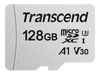 Transcend 300S - Carte mémoire flash (adaptateur inclus(e)) - 128 Go - A1 / Video Class V30 / UHS-I U3 - micro SDXC - TS128GUSD300S-A - Cartes flash