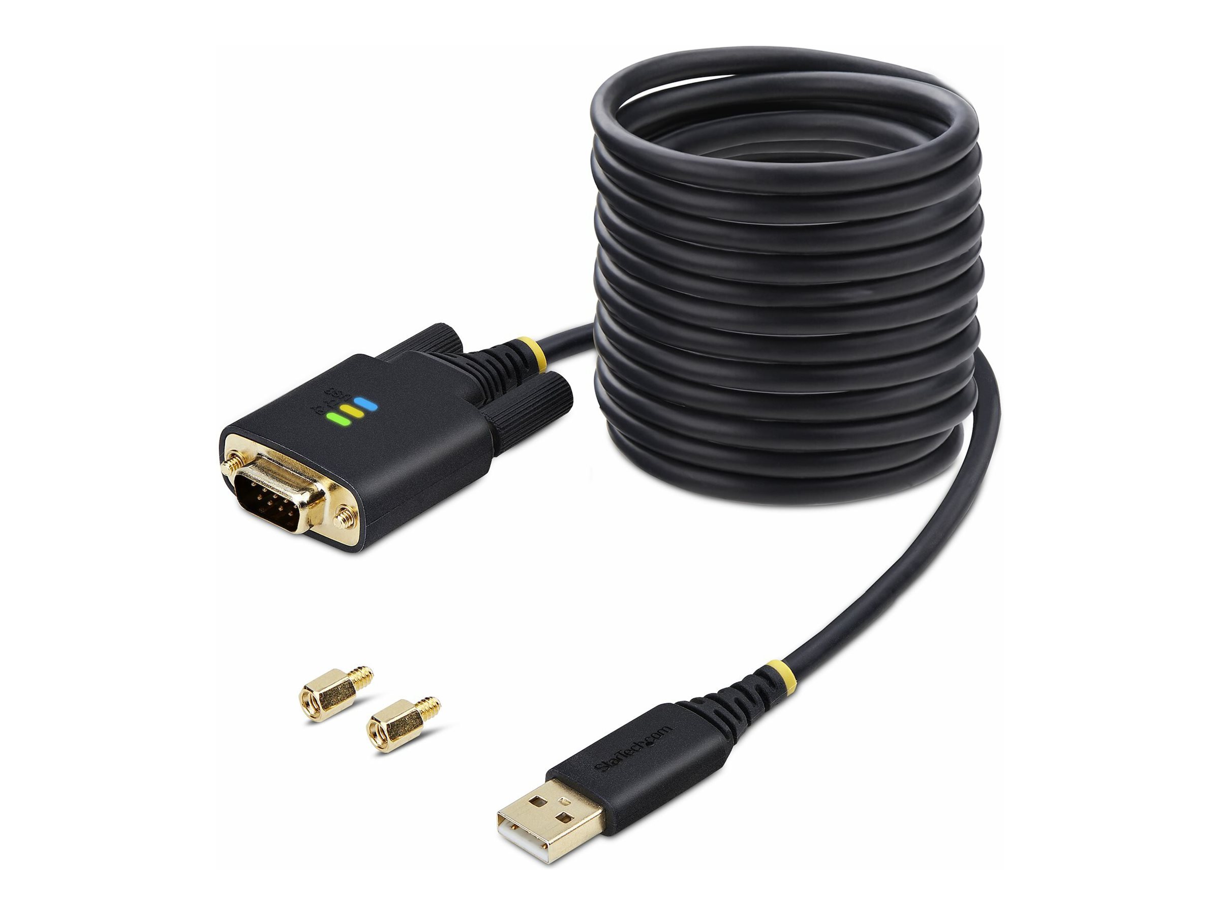 StarTech.com 10ft (3m) USB to Serial Adapter Cable, Interchangeable DB9 Screws/Nuts, COM Retention, USB-A to DB9 RS232, FTDI IC, Level-4 ESD Protection, Windows/macOS/ChromeOS/Linux - Rugged TPE Construction (1P10FFC-USB-SERIAL) - Câble USB / série - USB (M) pour DB-9 (M) - 3 m - noir - 1P10FFC-USB-SERIAL - Câbles USB