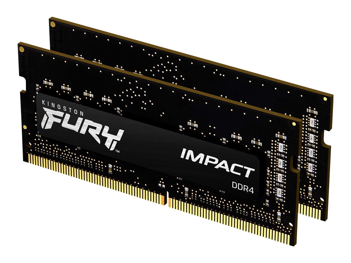 Kingston FURY Impact - DDR4 - kit - 16 Go: 2 x 8 Go - SO DIMM 260 broches - 2666 MHz / PC4-21300 - CL15 - 1.2 V - mémoire sans tampon - non ECC - noir - KF426S15IBK2/16 - DDR4