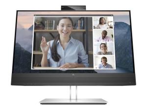 HP E24mv G4 Conferencing Monitor - E-Series - écran LED - 23.8" - 1920 x 1080 Full HD (1080p) @ 60 Hz - IPS - 250 cd/m² - 1000:1 - 5 ms - HDMI, VGA, DisplayPort - haut-parleurs - argent, tête noire - 169L0AA#ABB - Écrans d'ordinateur