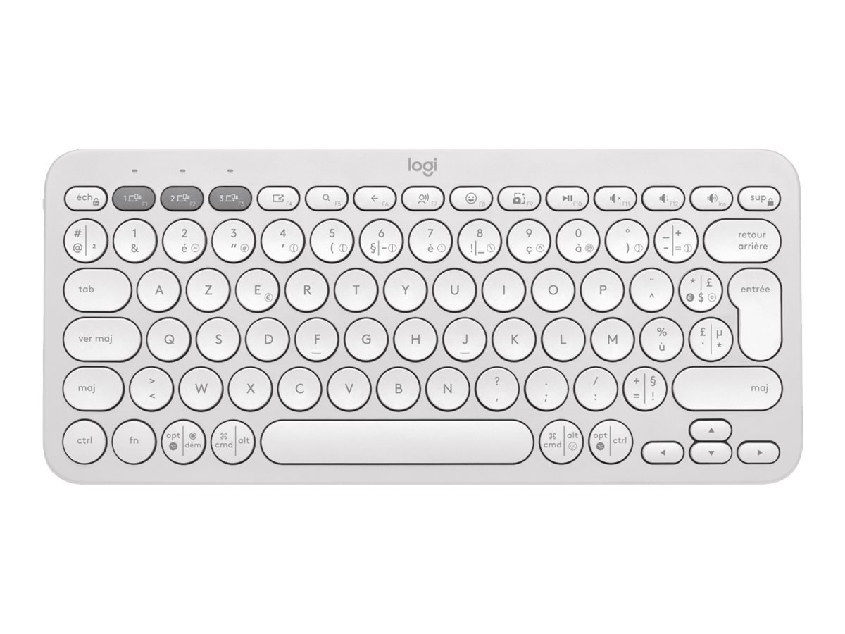 Logitech Pebble Keys 2 K380s - Clavier - sans fil - Bluetooth LE - AZERTY - Français - blanc ton sur ton - 920-011804 - Claviers