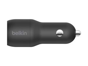 Belkin BOOST CHARGE Double chargeur - Adaptateur d'alimentation pour voiture - 24 Watt - 4.8 A - 2 connecteurs de sortie (USB) - noir - CCB001BTBK - Adaptateurs électriques et chargeurs