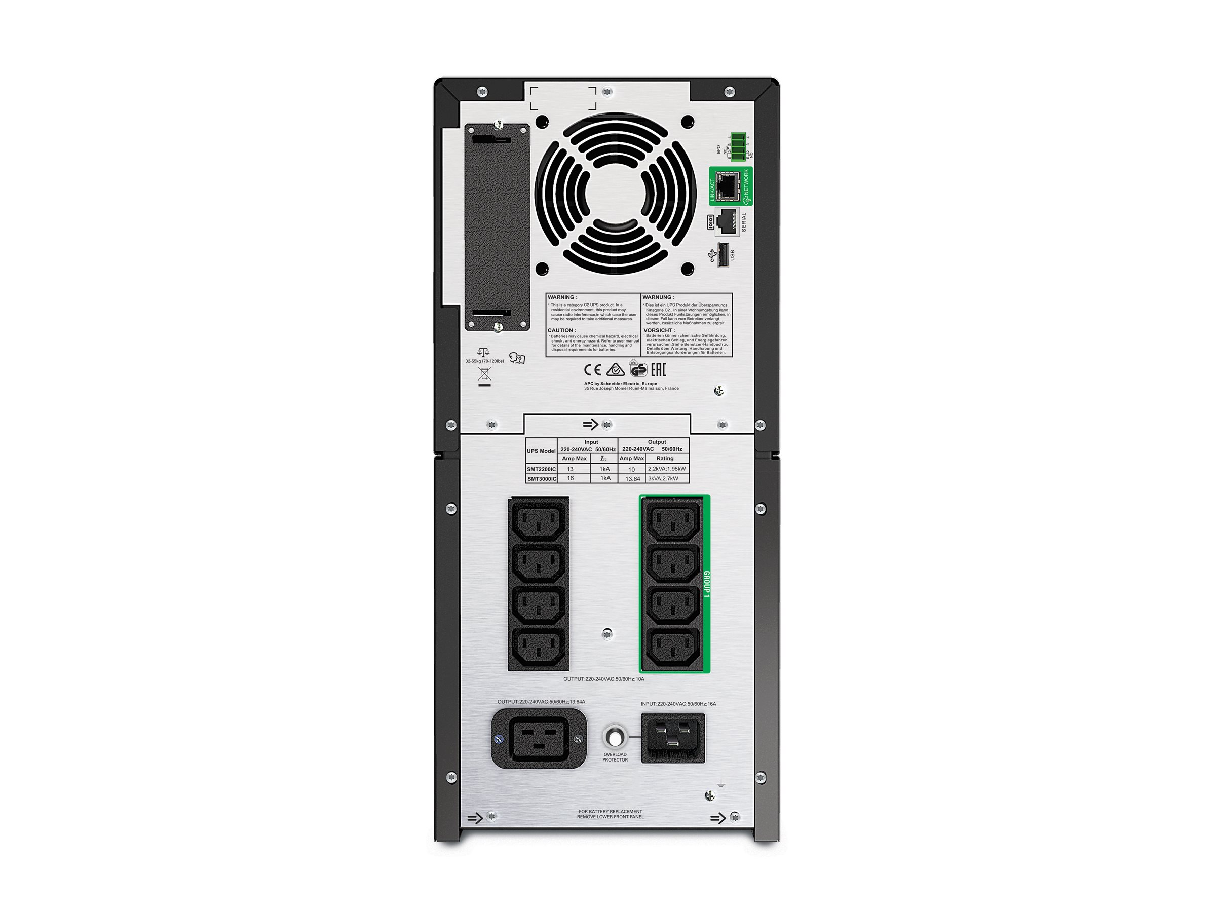 APC Smart-UPS SMT2200IC - Onduleur - CA 220/230/240 V - 1980 Watt - 2200 VA - Acide de plomb - RS-232, USB - connecteurs de sortie : 9 - noir - avec APC SmartConnect - SMT2200IC - UPS autonomes