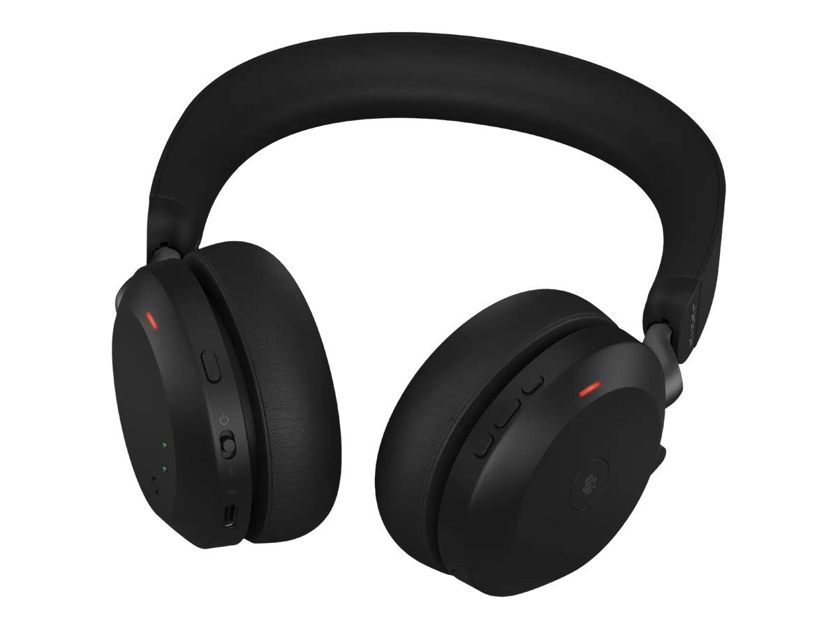 Jabra Evolve2 75 - Micro-casque - sur-oreille - Bluetooth - sans fil - Suppresseur de bruit actif - USB-A - isolation acoustique - noir - avec support de chargement - Certifié pour Microsoft Teams - 27599-999-989 - Écouteurs