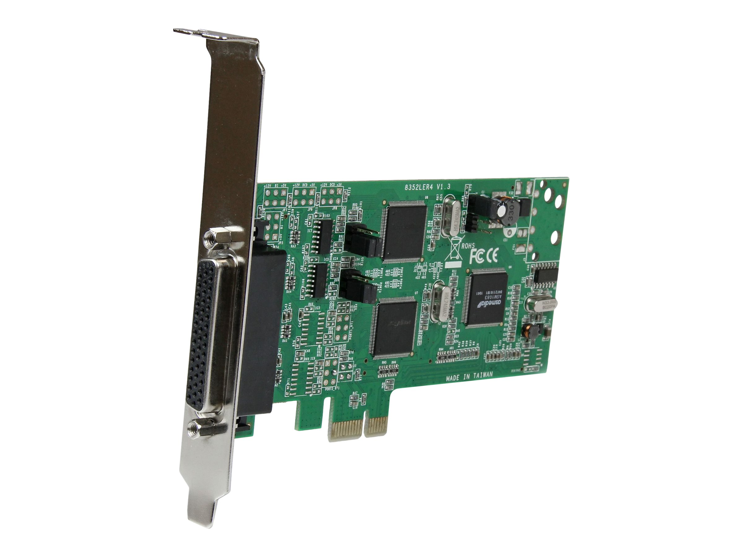 StarTech.com Carte PCI Express série 4 ports - 2x RS232, 2x RS422 / RS485 - Carte contrôleur PCIe serie 4 ports - Double profil - DB9 (M) - Adaptateur série - PCIe - RS-232, RS-422, RS-485 - 4 ports - pour P/N: BNDTB10GI, BNDTB210GSFP, BNDTB310GNDP, BNDTB410GSFP, BNDTB4M2E1, BNDTBUSB3142 - PEX4S232485 - Adaptateurs réseau filaires