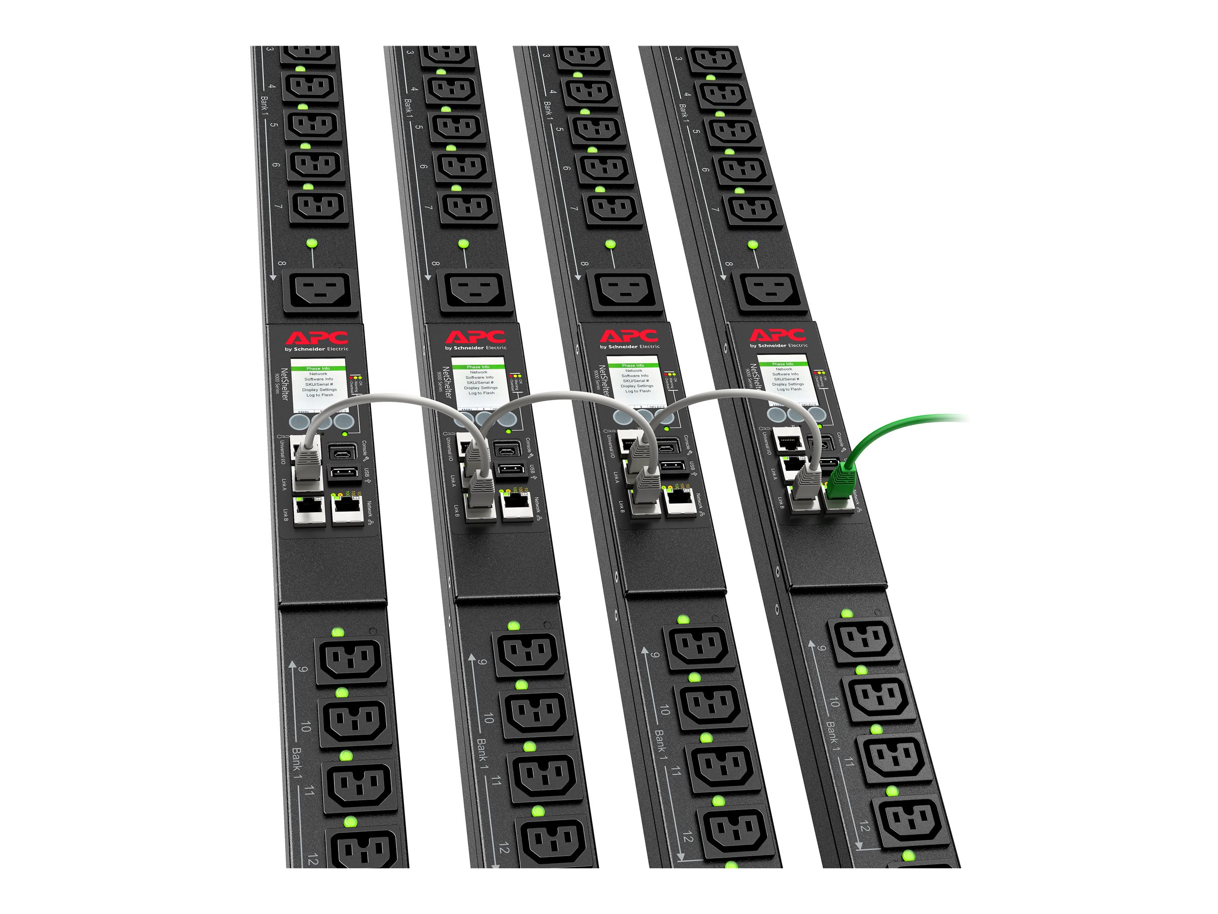 APC Rack PDU 9000 commuté APDU9953 - Unité de distribution secteur (rack-montable) - CA 230 V - 7400 VA - Ethernet 10/100/1000 - entrée : IEC 60309 32A - connecteurs de sortie : 24 (21 x IEC 60320 C13, 3 x IEC 60320 C19) - 0U - 3.05 m cordon - noir - APDU9953 - Parasurtenseurs et PDU