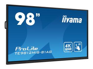 iiyama ProLite TE9812MIS-B1AG - Classe de diagonale 98" (97.5" visualisable) écran LCD rétro-éclairé par LED - signalétique numérique interactive - avec écran tactile (multi-touch) / capacité PC en option (slot-in) - 4K UHD (2160p) 3840 x 2160 - cadre noir avec finition mate - TE9812MIS-B1AG - Écrans de signalisation numérique