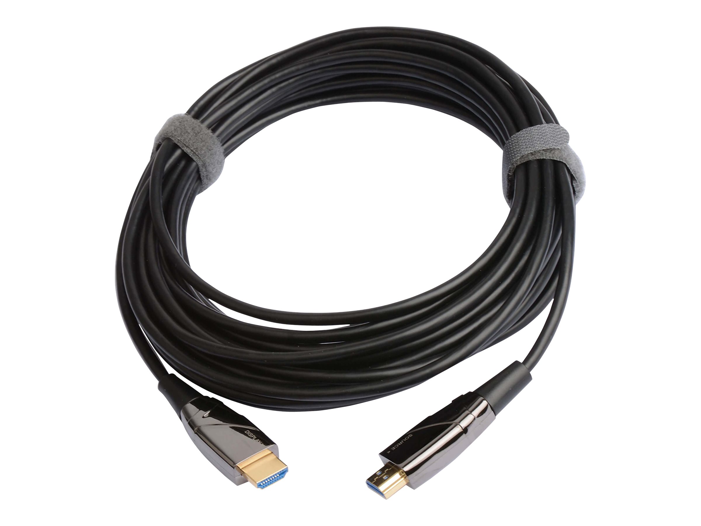 Eaton Tripp Lite Series 4K HDMI Fiber Active Optical Cable (AOC) - 4K 60 Hz, HDR, 4:4:4 (M/M), 20 m (65 ft.) - Câble HDMI - HDMI mâle pour HDMI mâle - 20 m - fibre optique - noir - actif - P568-20M-FBR - Câbles HDMI