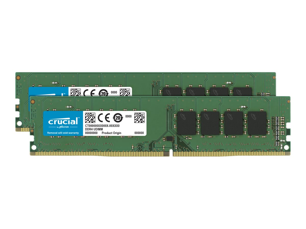 Crucial - DDR4 - kit - 32 Go: 2 x 16 Go - DIMM 288 broches - 3200 MHz / PC4-25600 - CL22 - 1.2 V - mémoire sans tampon - non ECC - CT2K16G4DFRA32A - DDR4