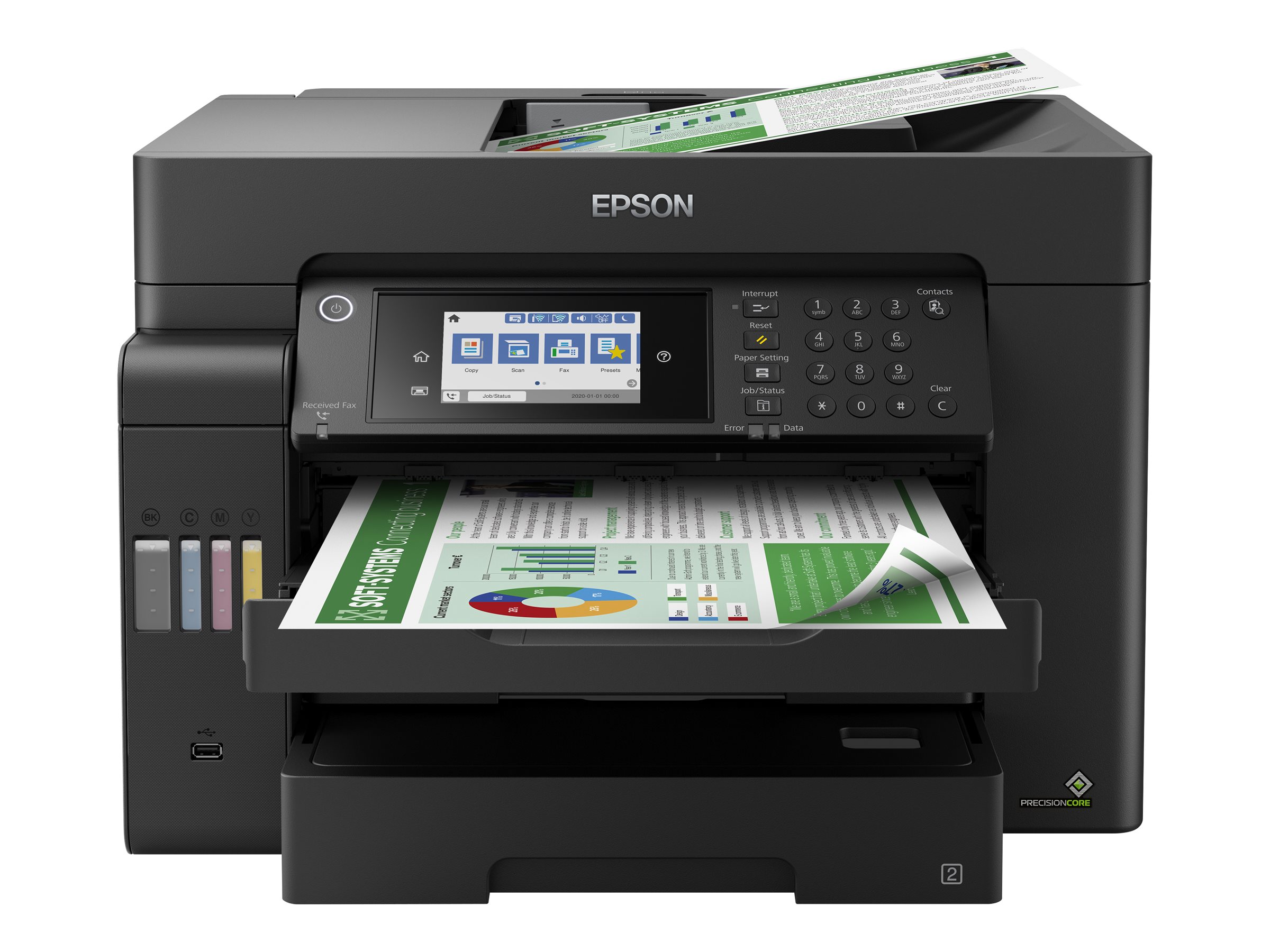 Epson EcoTank ET-16600 - Imprimante multifonctions - couleur - jet d'encre - A3 plus (311 x 457 mm) (original) - A3 (support) - jusqu'à 25 ppm (impression) - 550 feuilles - 33.6 Kbits/s - USB 2.0, LAN, Wi-Fi(n), hôte USB - noir - C11CH72401 - Imprimantes multifonctions