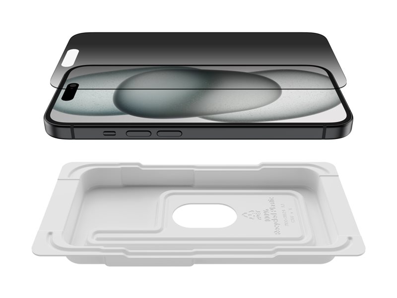 Belkin ScreenForce Pro - Protection d'écran pour téléphone portable - 2.5D - verre - avec filtre de confidentialité - verre - pour Apple iPhone 14 Pro, 15 - OVA147ZZ - Accessoires pour téléphone portable