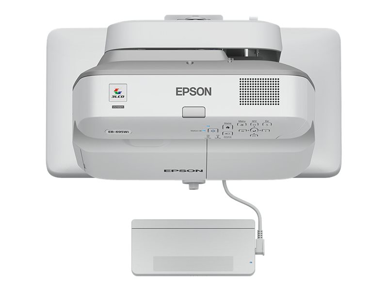 Epson EB-695Wi - Projecteur 3LCD - 3500 lumens (blanc) - 3500 lumens (couleur) - WXGA (1280 x 800) - 16:10 - 720p - LAN - gris, blanc - V11H740040 - Projecteurs LCD