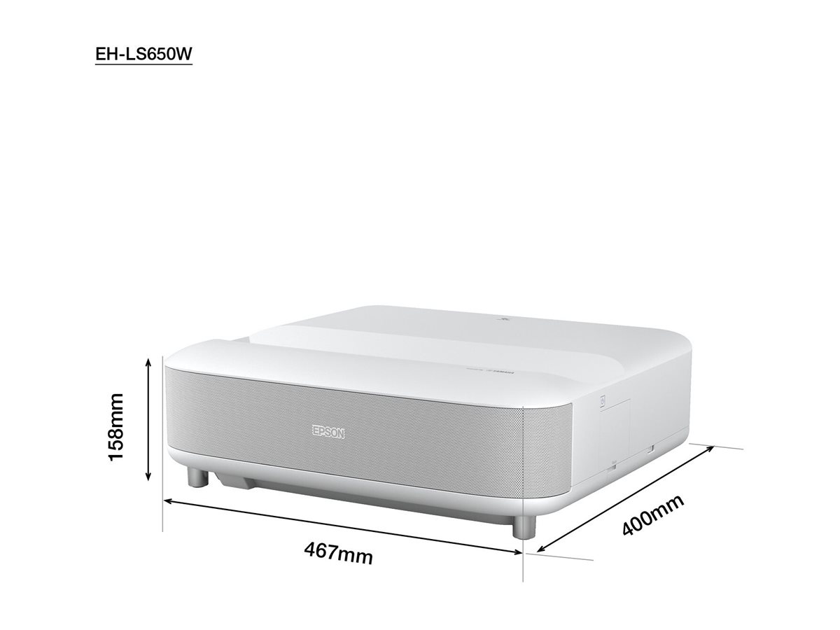 Epson EH-LS650W - Projecteur 3LCD - 3600 lumens (blanc) - 3600 lumens (couleur) - 16:9 - 4K - objectif à ultra courte focale - sans fil 802.11ac - blanc - Android TV - V11HB07040 - Projecteurs numériques
