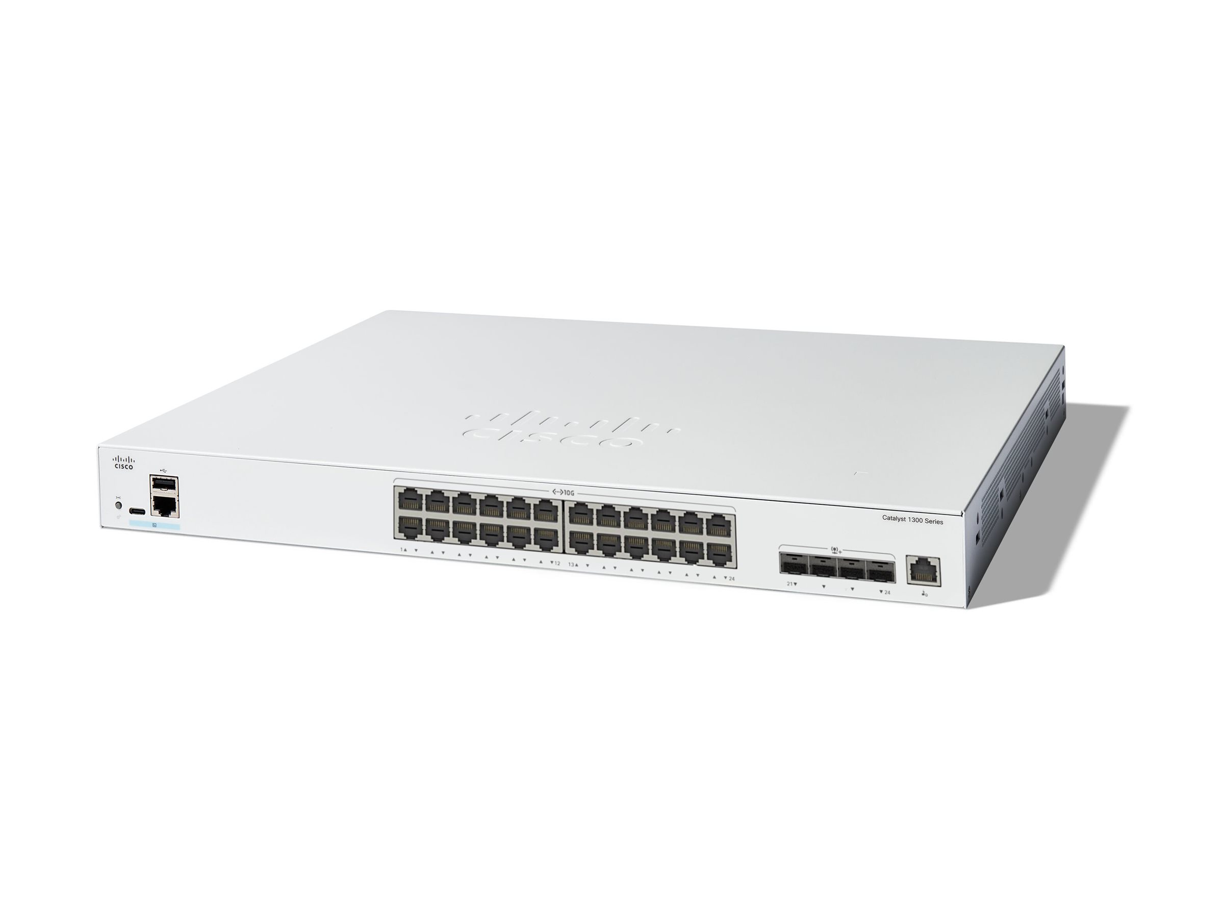 Cisco Catalyst 1300-24XT - Commutateur - C3 - intelligent - 24 x 10 Gigabit Ethernet + 4 x combo 10 Gigabit SFP+/RJ-45 - Montable sur rack - C1300-24XT - Commutateurs gérés