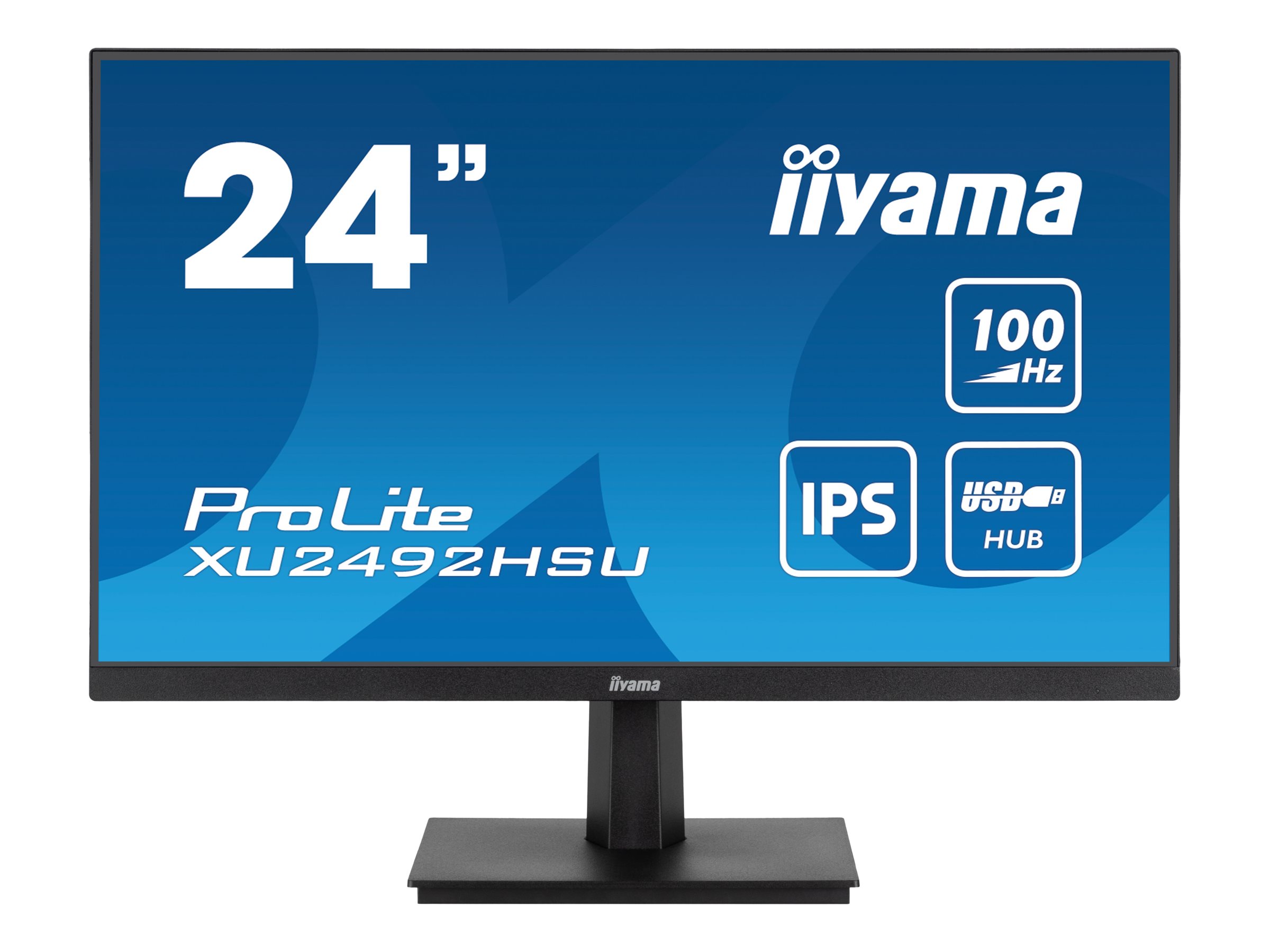 iiyama ProLite XU2492HSU-B6 - Écran LED - 24" (23.8" visualisable) - 1920 x 1080 Full HD (1080p) @ 100 Hz - IPS - 250 cd/m² - 1300:1 - 0.4 ms - HDMI, DisplayPort - haut-parleurs - noir mat - XU2492HSU-B6 - Écrans d'ordinateur