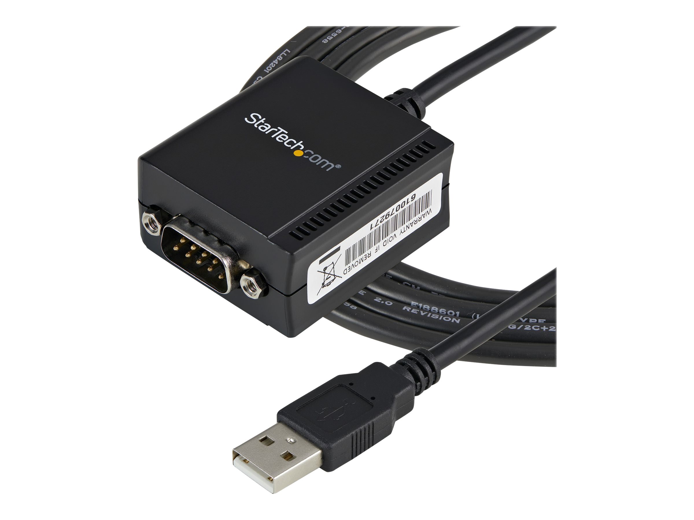 StarTech.com Câble adaptateur de 1,80 m USB vers série DB9 RS232 - Chipset FTDI - Mémorisation de port - 1x DB-9 mâle - 1x USB A mâle - Adaptateur série - USB - RS-232 - noir - ICUSB2321F - Cartes réseau USB