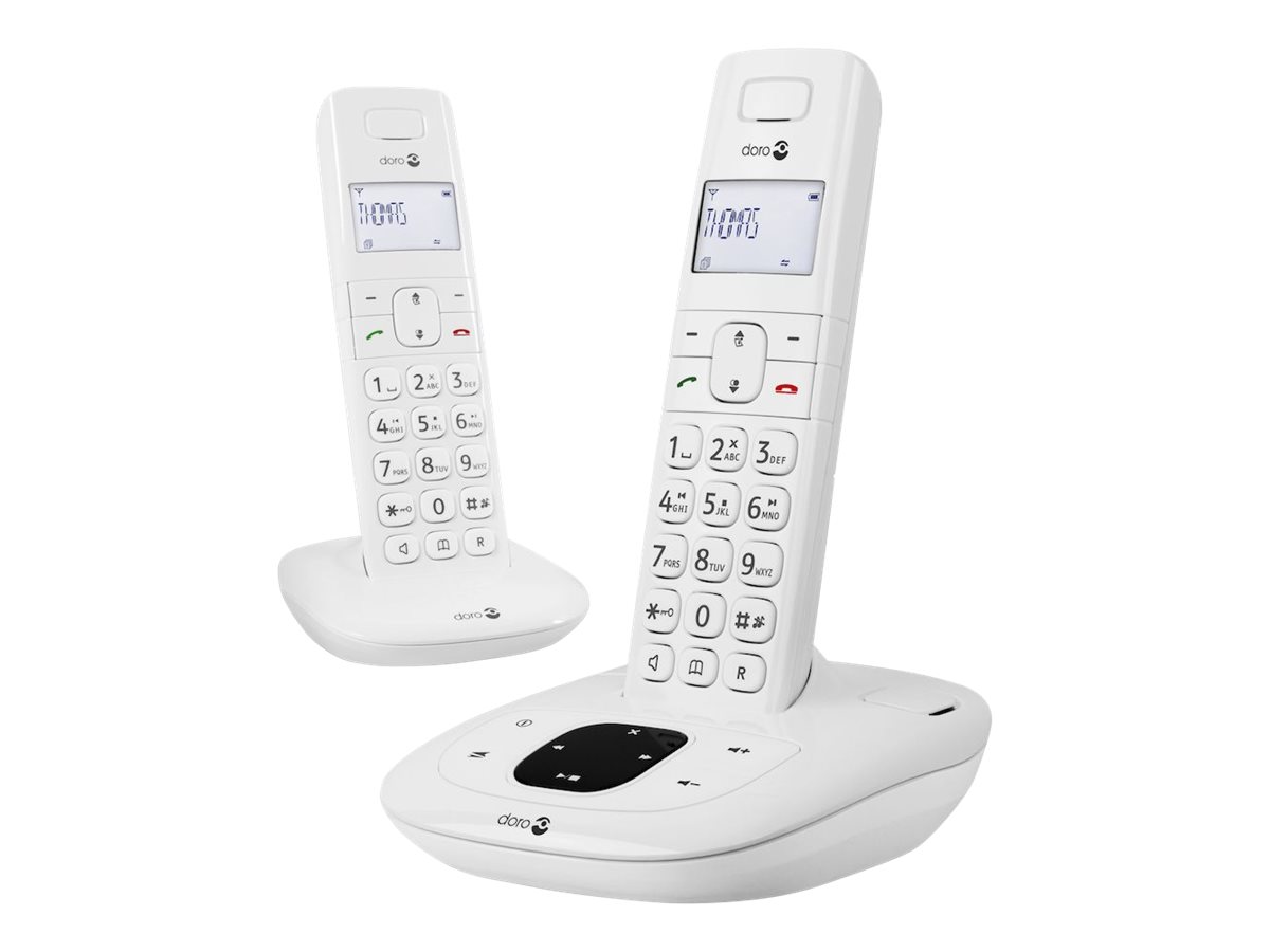 Doro Comfort 1015 duo - Téléphone sans fil - système de répondeur avec ID d'appelant/appel en instance - DECT\GAP - blanc + combiné supplémentaire - 6050 - Téléphones sans fil