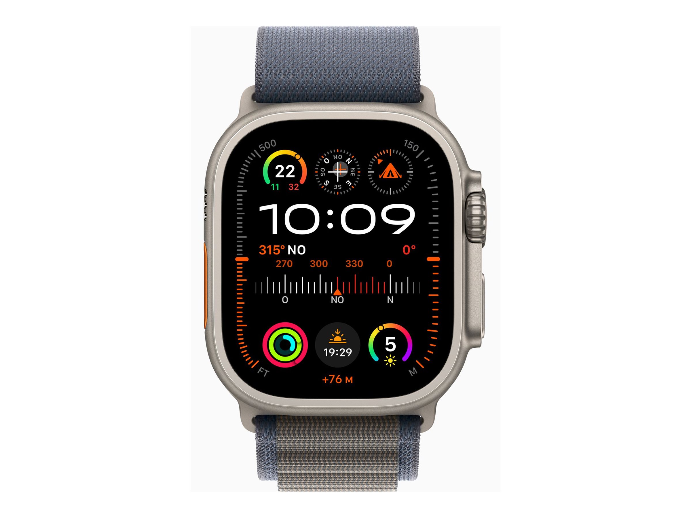 Apple Watch Ultra 2 - 49 mm - titane - montre intelligente avec Boucle Alpine - textile - bleu - taille du bracelet : M - 64 Go - Wi-Fi, LTE, UWB, Bluetooth - 4G - 61.4 g - MREP3NF/A - Montres intelligentes