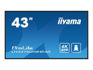 iiyama ProLite LH4375UHS-B1AG - Classe de diagonale 43" (42.5" visualisable) écran LCD rétro-éclairé par LED - signalisation numérique - avec lecteur multimédia intégré, SDM Slot PC - Android - 4K UHD (2160p) 3840 x 2160 - cadre noir avec finition mate - LH4375UHS-B1AG - Écrans de signalisation numérique