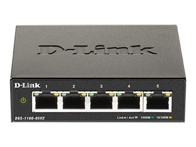 D-Link DGS 1100-05V2 - Commutateur - intelligent - 5 x 10/100/1000 - de bureau - AC 100/240 V - DGS-1100-05V2/E - Concentrateurs et commutateurs gigabit