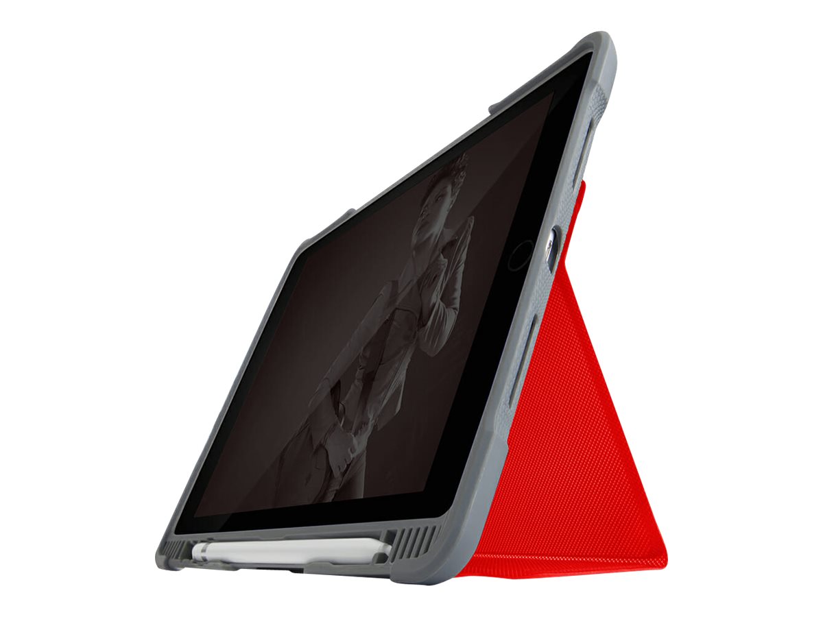 STM dux Plus Duo - Étui à rabat pour tablette - polycarbonate, polyuréthanne thermoplastique (TPU) - rouge, transparent - pour Apple 10.2-inch iPad (7ème génération, 8ème génération, 9ème génération) - ST-222-237JU-02 - Accessoires pour ordinateur portable et tablette