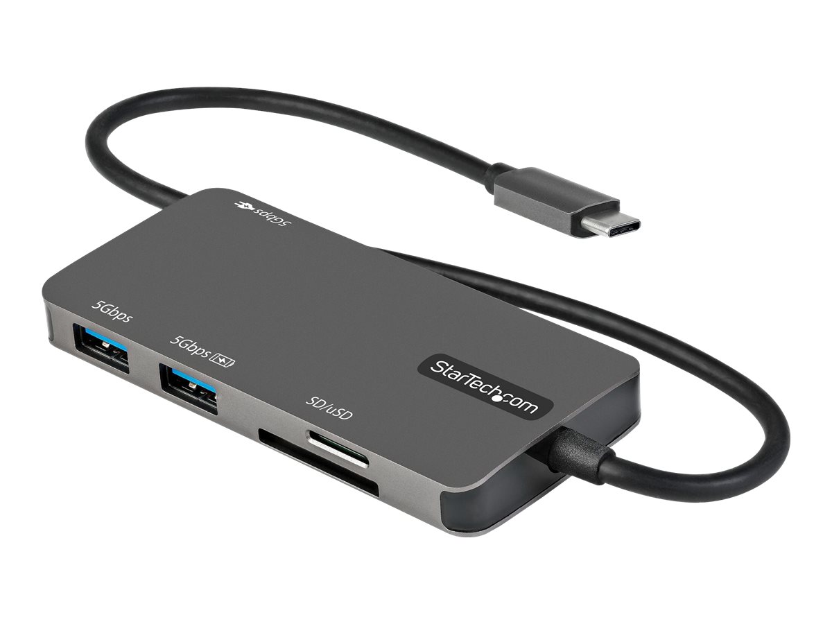 StarTech.com Adaptateur Multiport USB-C - USB Type C vers HDMI 4K, Alimentation 100W Passthrough, SD/MicroSD, Hub USB 3 Ports USB 3.0 - Mini Dock USB-C - Câble Intégré 30cm (DKT30CHSDPD) - Station d'accueil - USB-C / Thunderbolt 3 - HDMI - DKT30CHSDPD - Stations d'accueil pour ordinateur portable