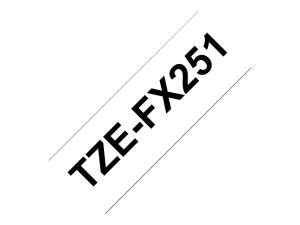 Brother TZe-FX251 - Adhésif - noir sur blanc - Rouleau (2,4 cm x 8 m) 1 cassette(s) ruban ID flexible - pour Brother PT-D600; P-Touch PT-3600, D610, D800, E550, P750, P900, P950; P-Touch EDGE PT-P750 - TZEFX251 - Rouleaux de papier