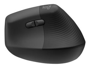 Logitech Lift Vertical Ergonomic Mouse - Souris verticale - ergonomique - optique - 6 boutons - sans fil - Bluetooth, 2.4 GHz - récepteur USB Logitech Logi Bolt - graphite - 910-006473 - Souris