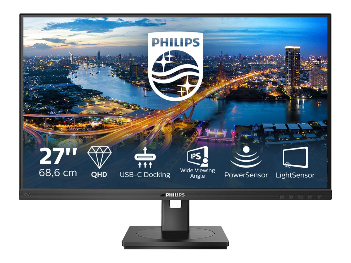 Philips 276B1 - Écran LED - 27" - 2560 x 1440 QHD @ 75 Hz - IPS - 350 cd/m² - 1000:1 - 4 ms - 2xHDMI, DisplayPort, USB-C - haut-parleurs - texture noire - 276B1/00 - Écrans d'ordinateur